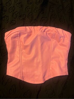 Altar'd State Pink Faux Leather Strapless Bustier